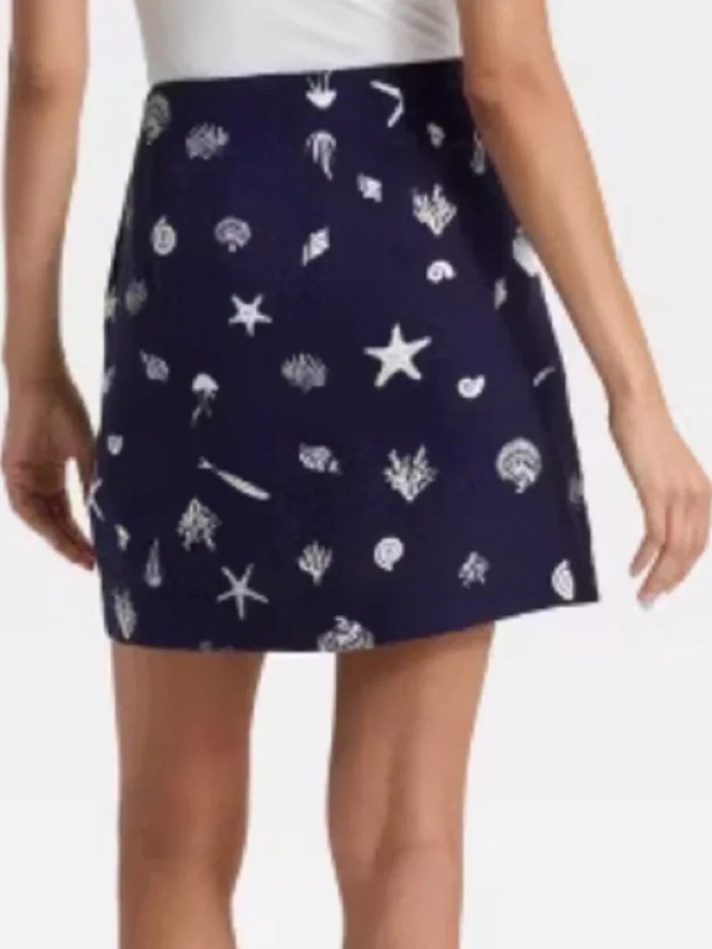 NEW A New Day Women's Linen Blend Skort Navy Print Size 12 - Picture 3 of 11